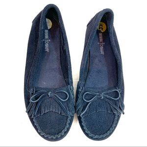 Minnetonka Kilty Navy Suede Moccasins
